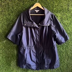 CJ Banks Navy Lightweight Rain Jacket Coat Half Sleeve 3X Plus Curvy